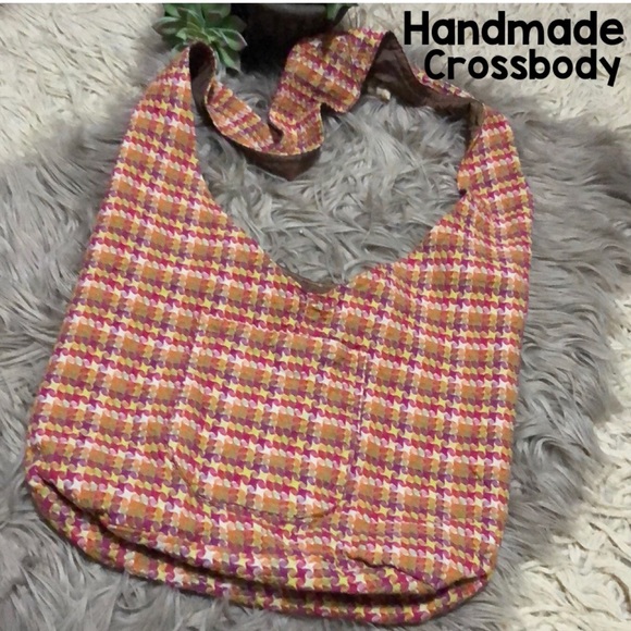 Vintage Handbags - Handmade Cloth Slouchy Crossbody/Shoulder Bag